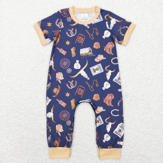 SR0187  western short sleeve boy romper 1130 RTS