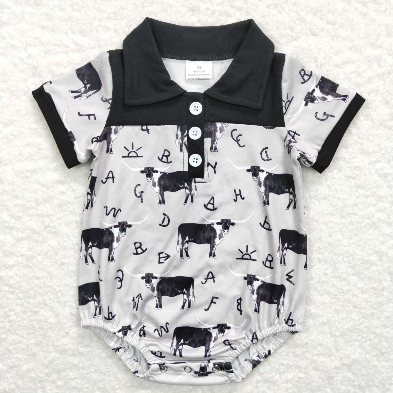 SR0220 RTS western cow short sleeve boy romper 20231204 RTS