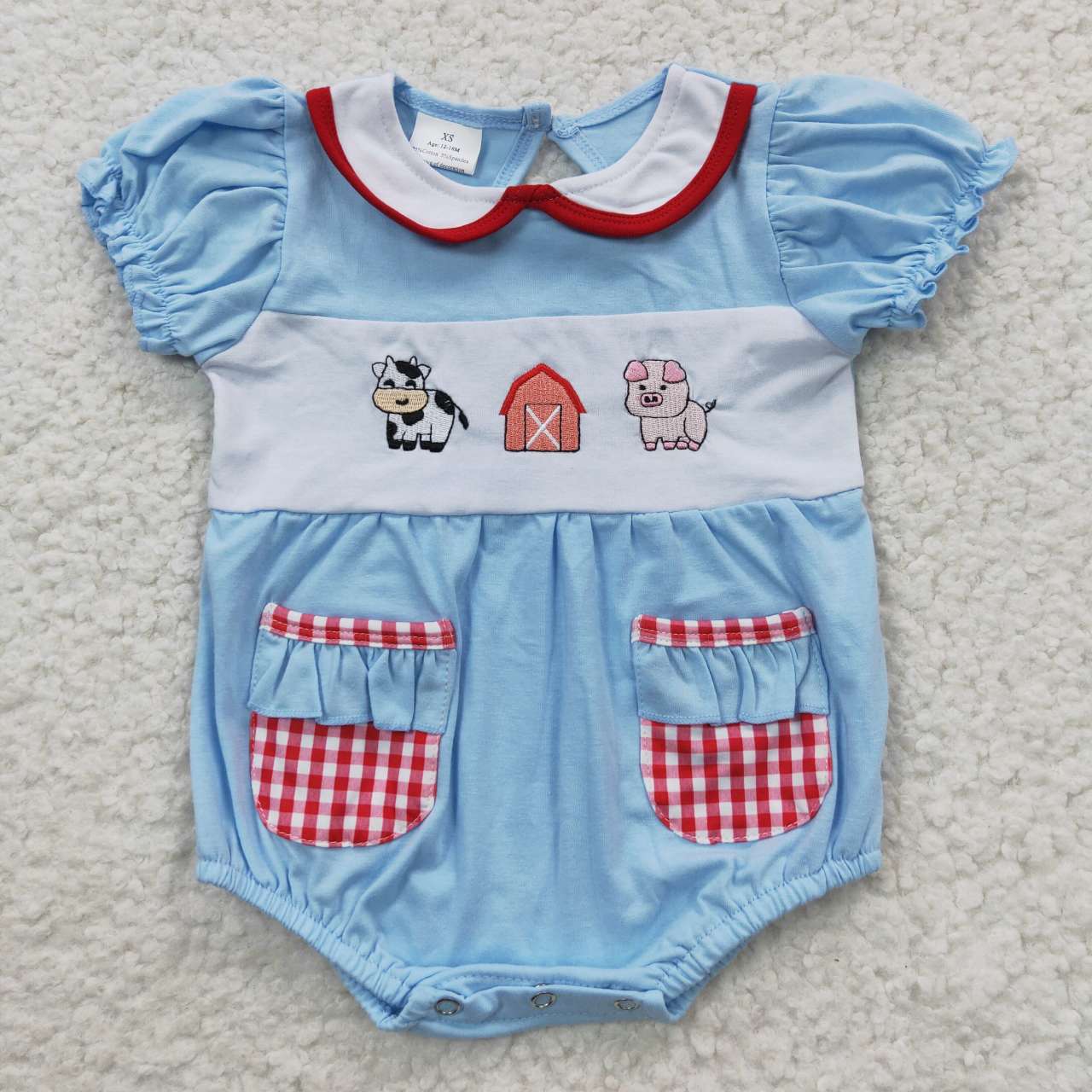 SR0263 short sleeve cow house embroidery girl romper 20230316 RTS