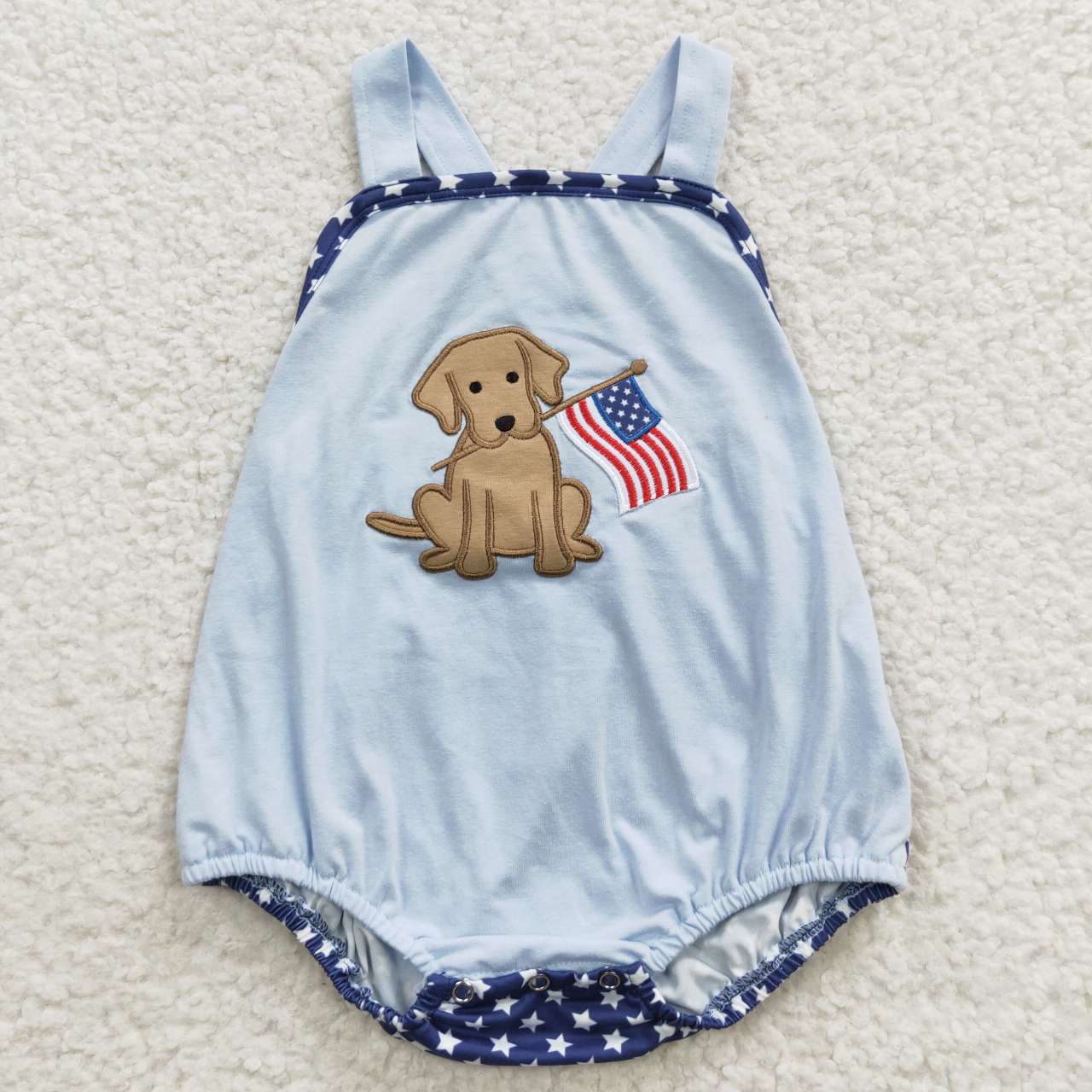 SR0331 embroidered 4th of july dog short sleeve kids boy Baby romper 20230503 RTS