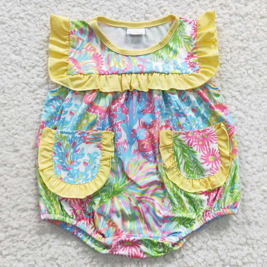 SR0391 flower spring short sleeve girl summer bubble romper 20230520 RTS