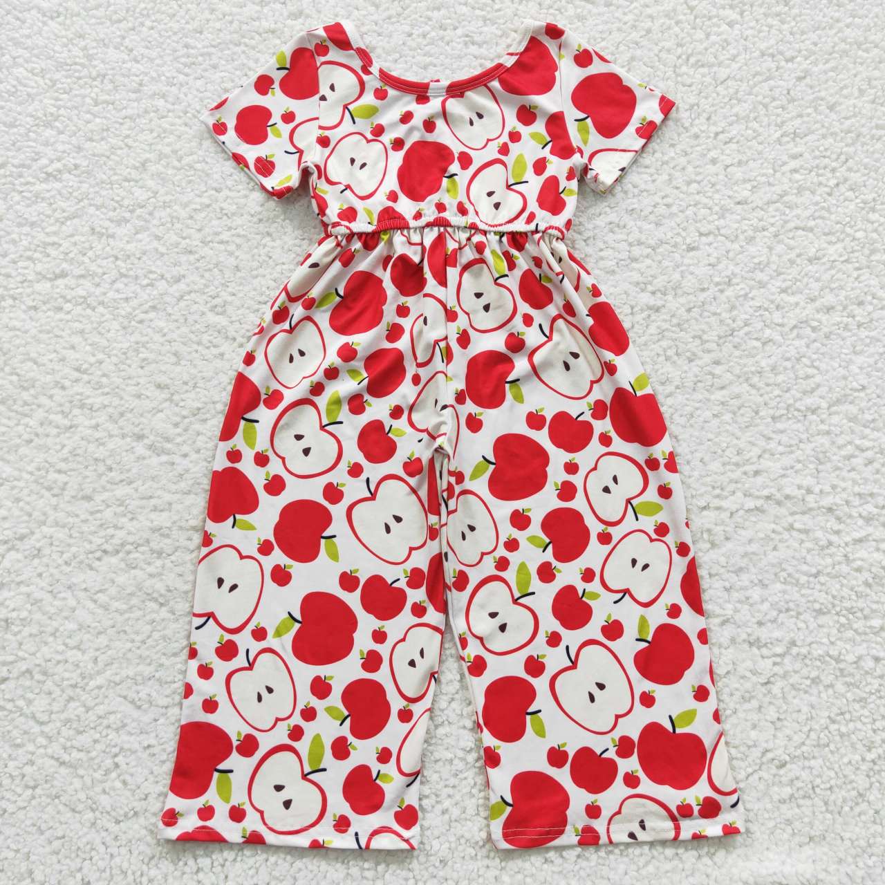 SR0393 back to school apple short sleeve girl jumpsuit overall 20230610 RTS