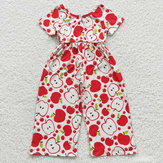 SR0393 back to school apple short sleeve girl jumpsuit overall 20230610 RTS