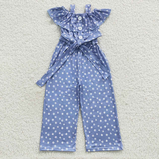 SR0421 blue short sleeve dots girl jumpsuit overall 20230814 RTS