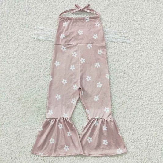 SR0424 RTS Christmas short tassel sleeve pants girl outfit overall jumpsuit flower 20230812