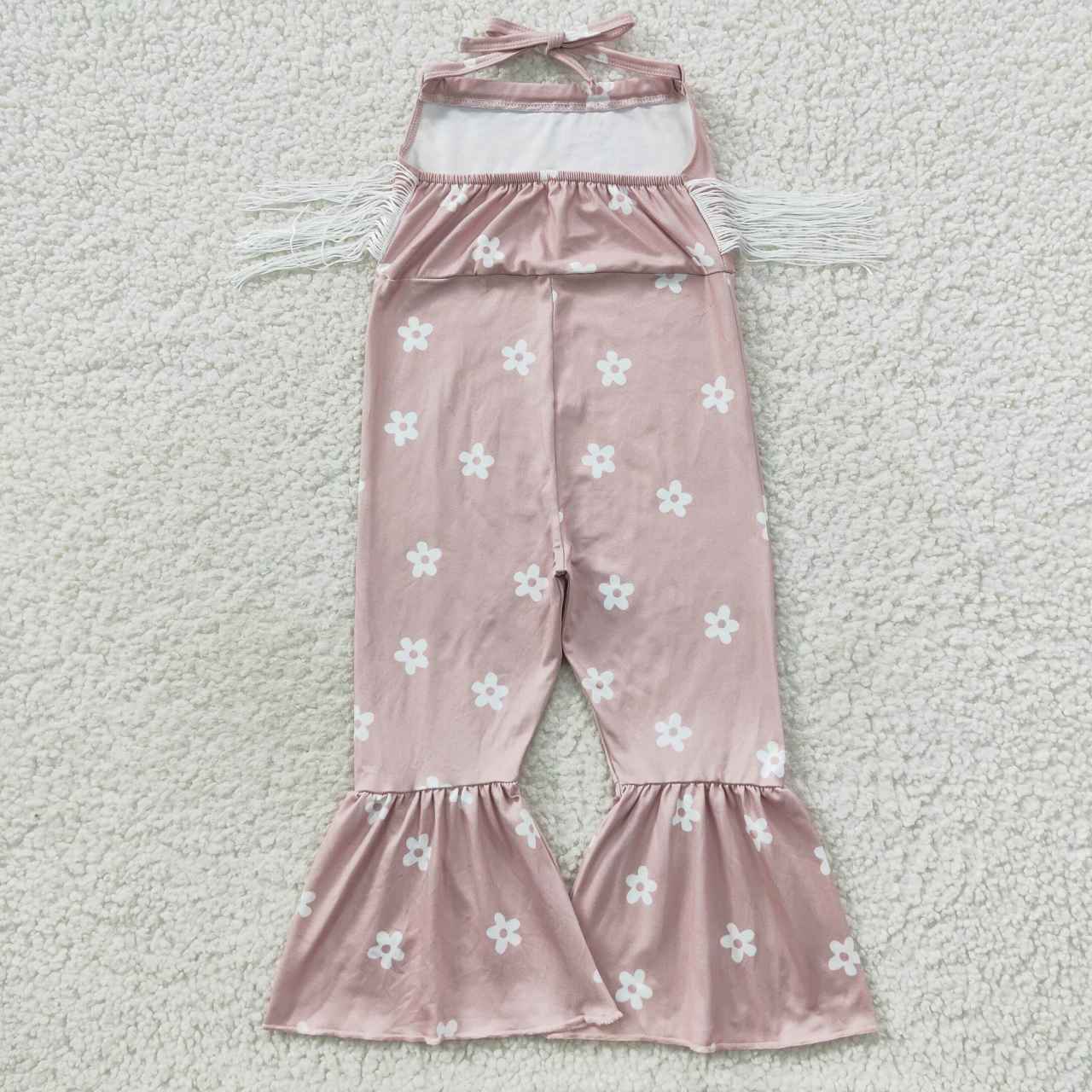 SR0424 RTS Christmas short tassel sleeve pants girl outfit overall jumpsuit flower 20230812