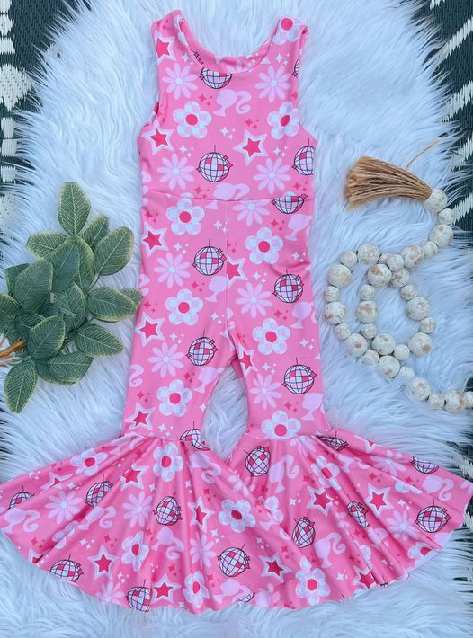 SR0447 preorder pink Christmas light flower short sleeve girl jumpsuit overall 20230811