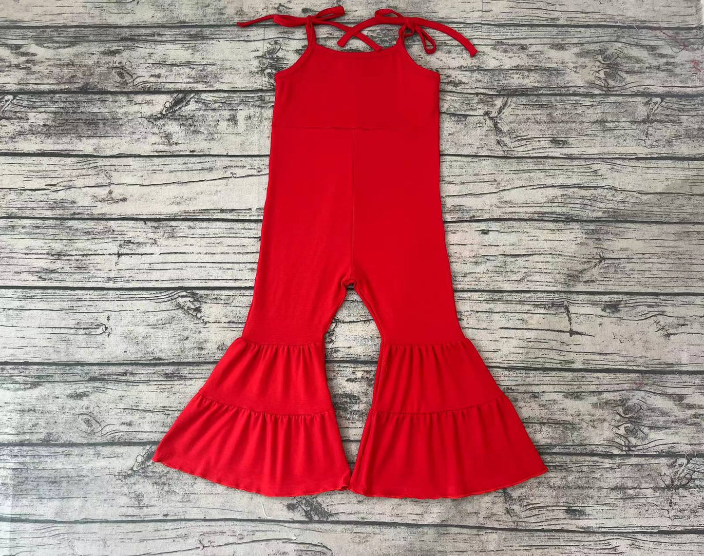 SR0450 RTS red cotton short sleeve girl jumpsuit overall 20231010