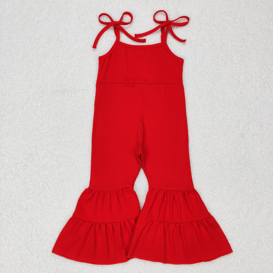 SR0450 RTS red cotton short sleeve girl jumpsuit overall 20231010