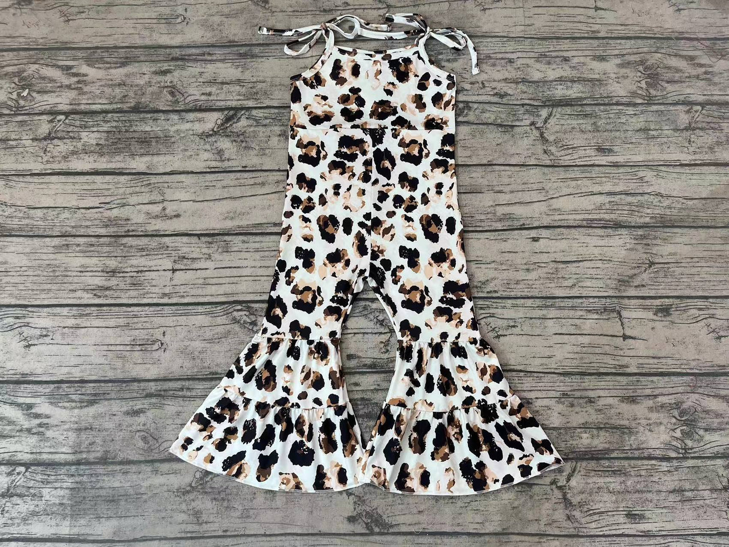 SR0456 RTS leopard short sleeve girl jumpsuit overall 20231012