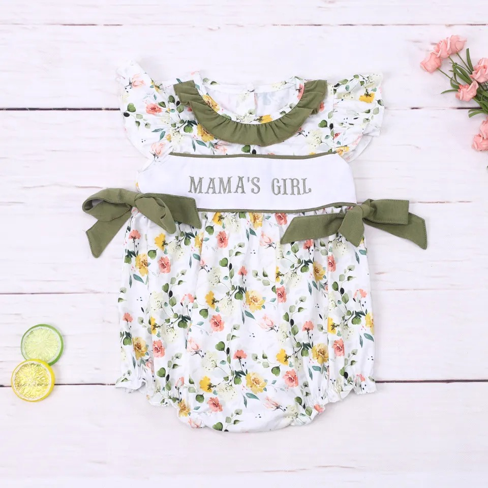 SR0478 RTS western mama's girl flower embroidered long sleeve girl romper 20231111