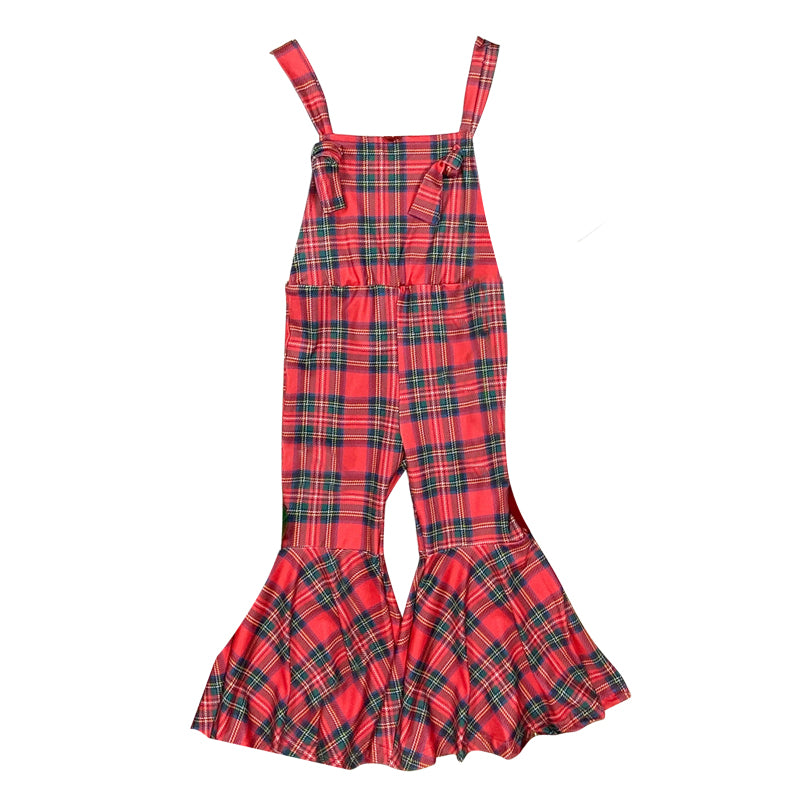 SR0479 rts RTS red plaid short sleeve girl jumpsuit overall 20231104