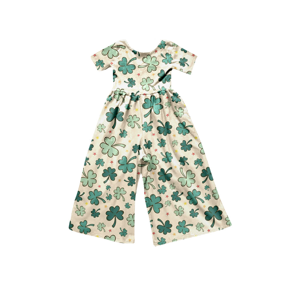 SR0480 preorder lucky leaves green ST.patrick short sleeve girl jumpsuit overall 20231003