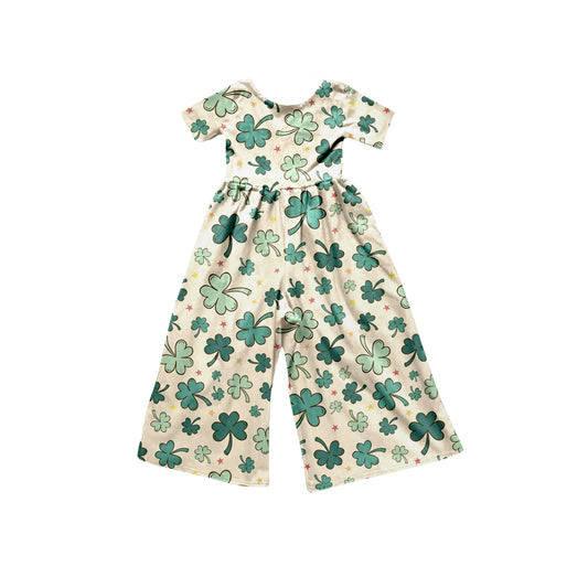 SR0480 preorder lucky leaves green ST.patrick short sleeve girl jumpsuit overall 20231003