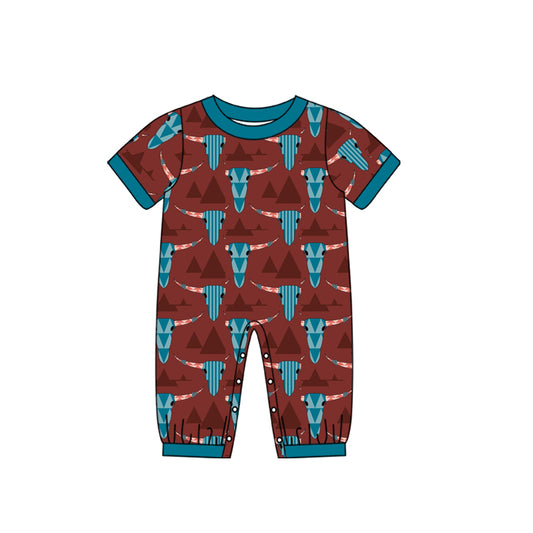 SR0485 preorder western cow short sleeve boy romper 20231005