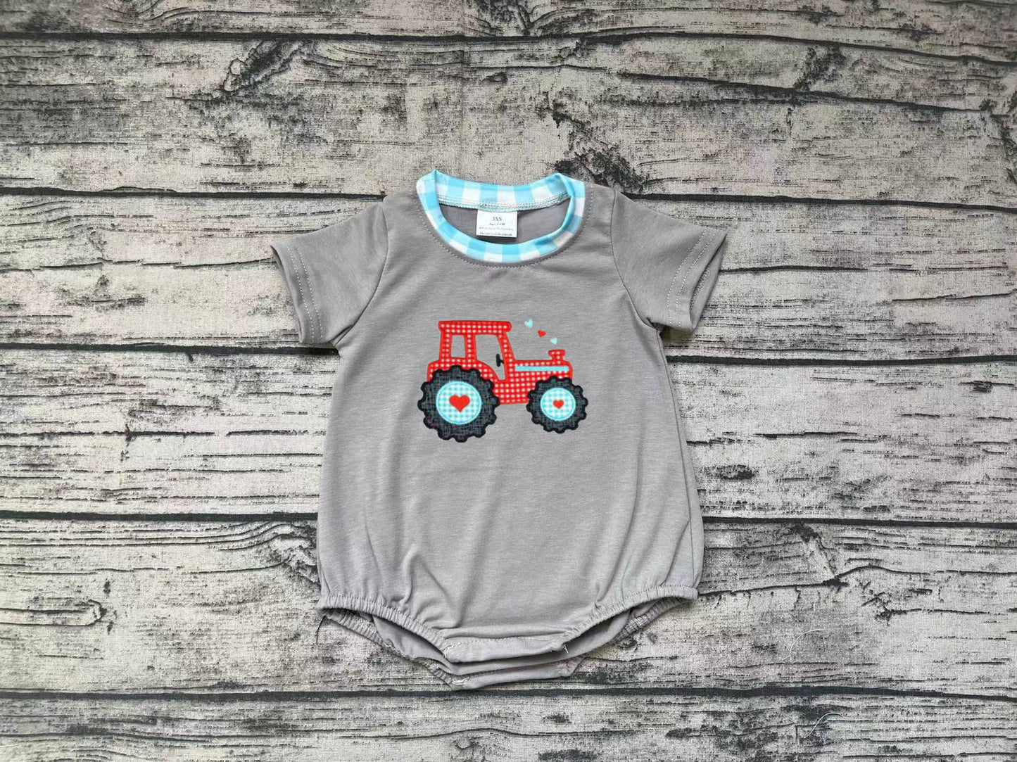 SR0488 RTS western tractor Embroidery short sleeve boy romper 20231121