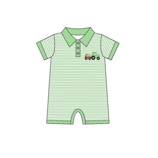 SR0502 short sleeve Easter eggs stripe boy romper preorder 20231019