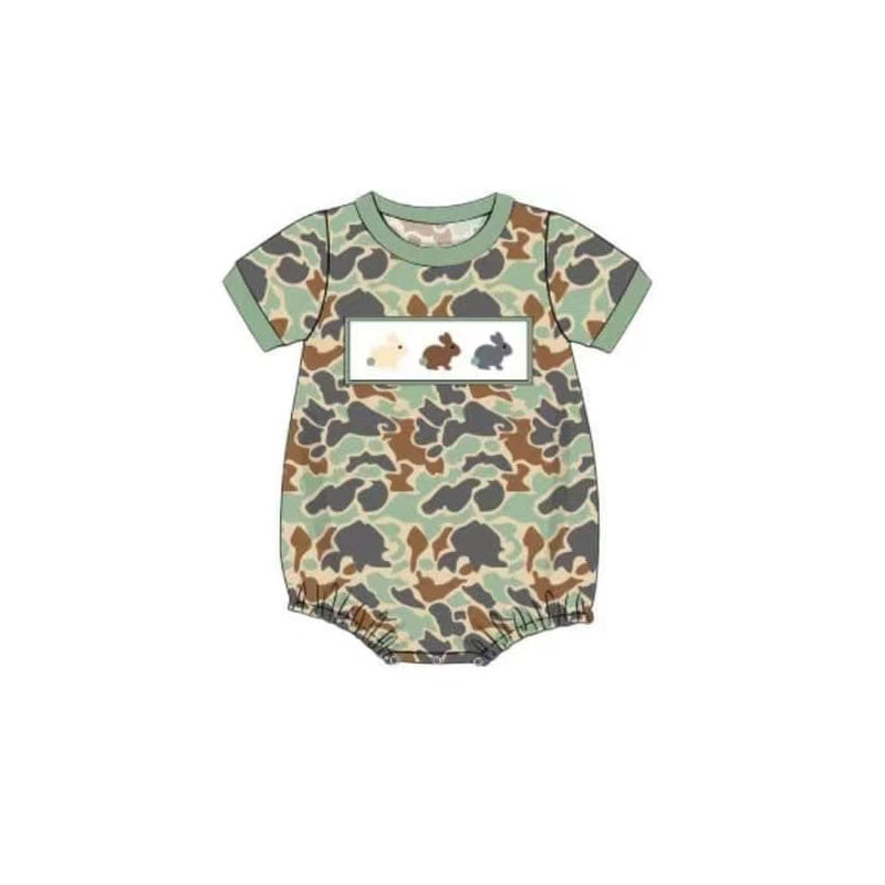 LR0800 short sleeve Easter camo rabbit boy romper preorder 20231019