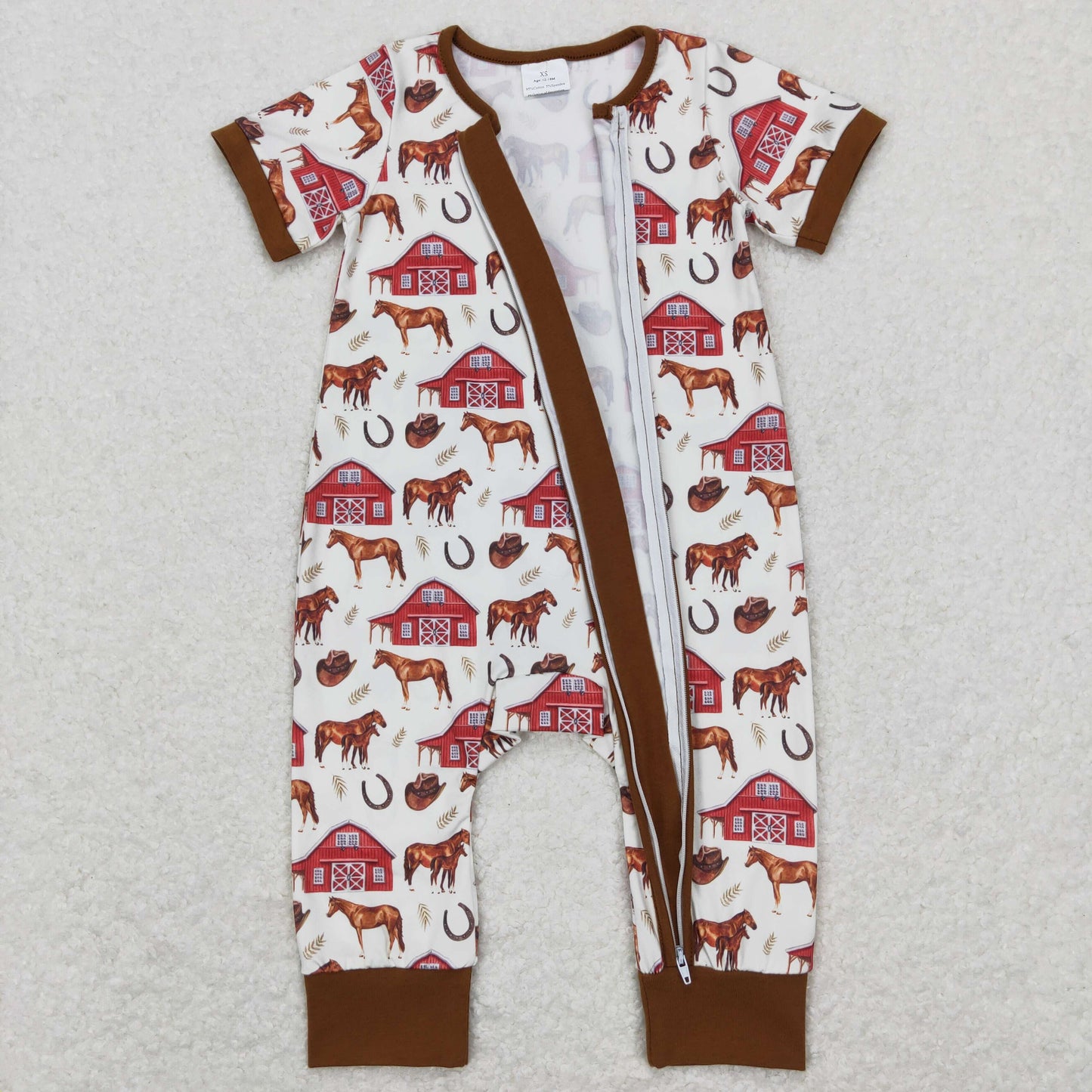 SR0509 short sleeve western boy romper 202312 RTS