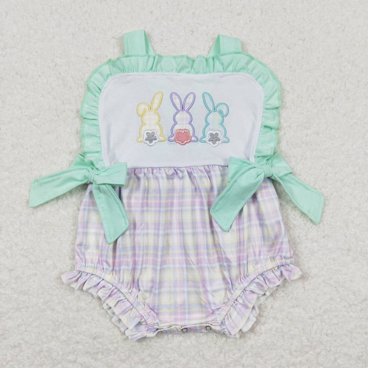 SR0543  Easter bunny green boy romper 202403 RTS