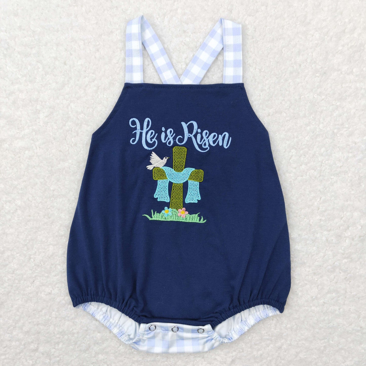 SR0565 RTS easter risen embroidery boy romper 202312