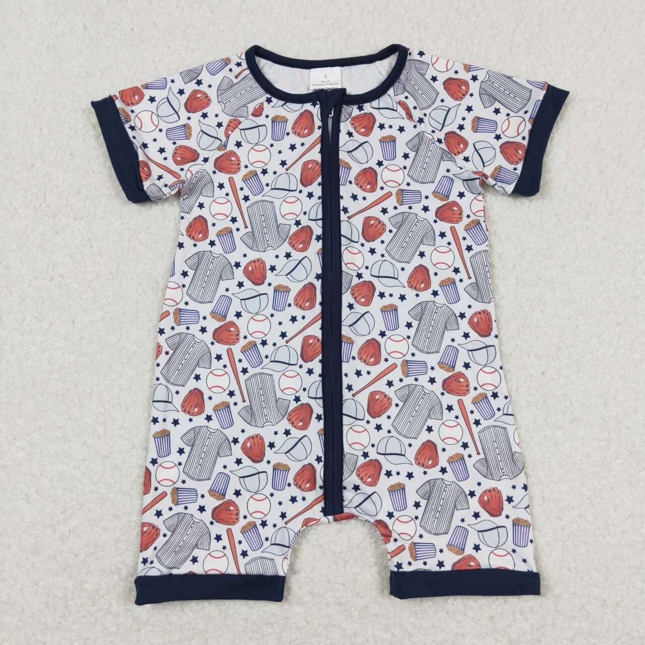 SR0581 boy bubble baseball romper rts 202403 rts