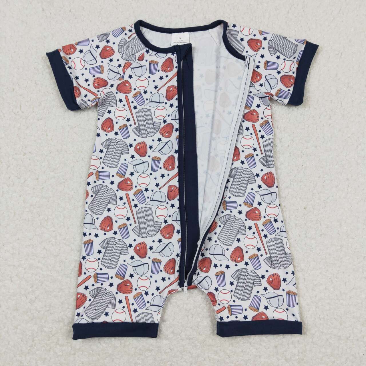 SR0581 boy bubble baseball romper rts 202403 rts