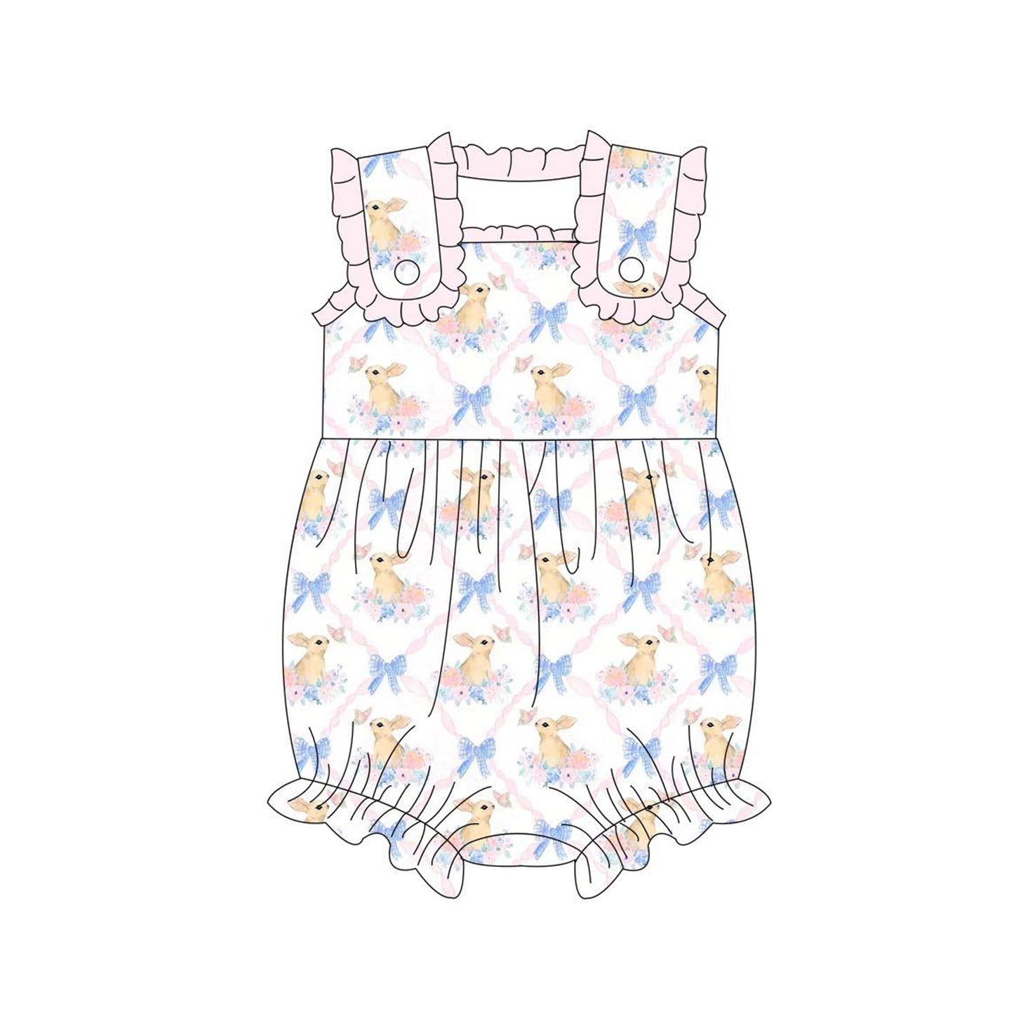 SR0605 preorder bunny Easter girl bubble romper 20231108