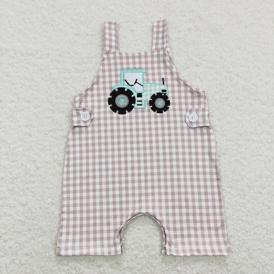 SR0631  tractor embroidered boy romper 202401 rts