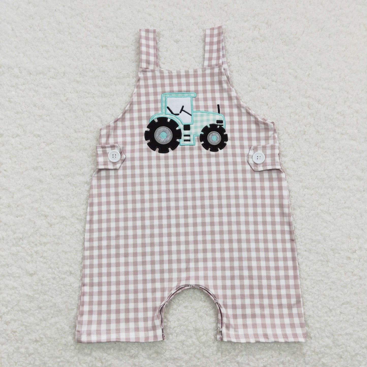 SR0631  tractor embroidered boy romper 202401 rts