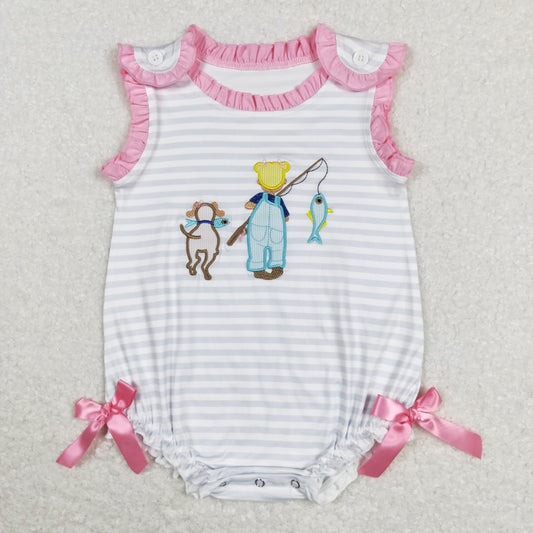 SR0643 RTS western fish bunny Embroidery girl romper 202401