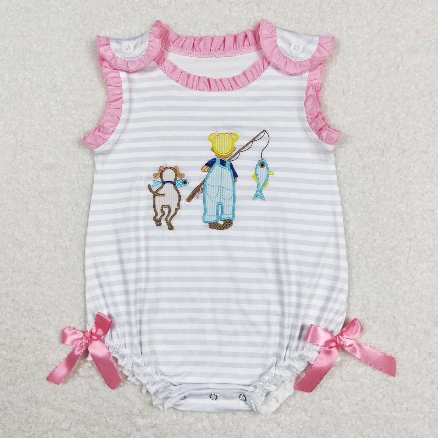 SR0643 RTS western fish bunny Embroidery girl romper 202401