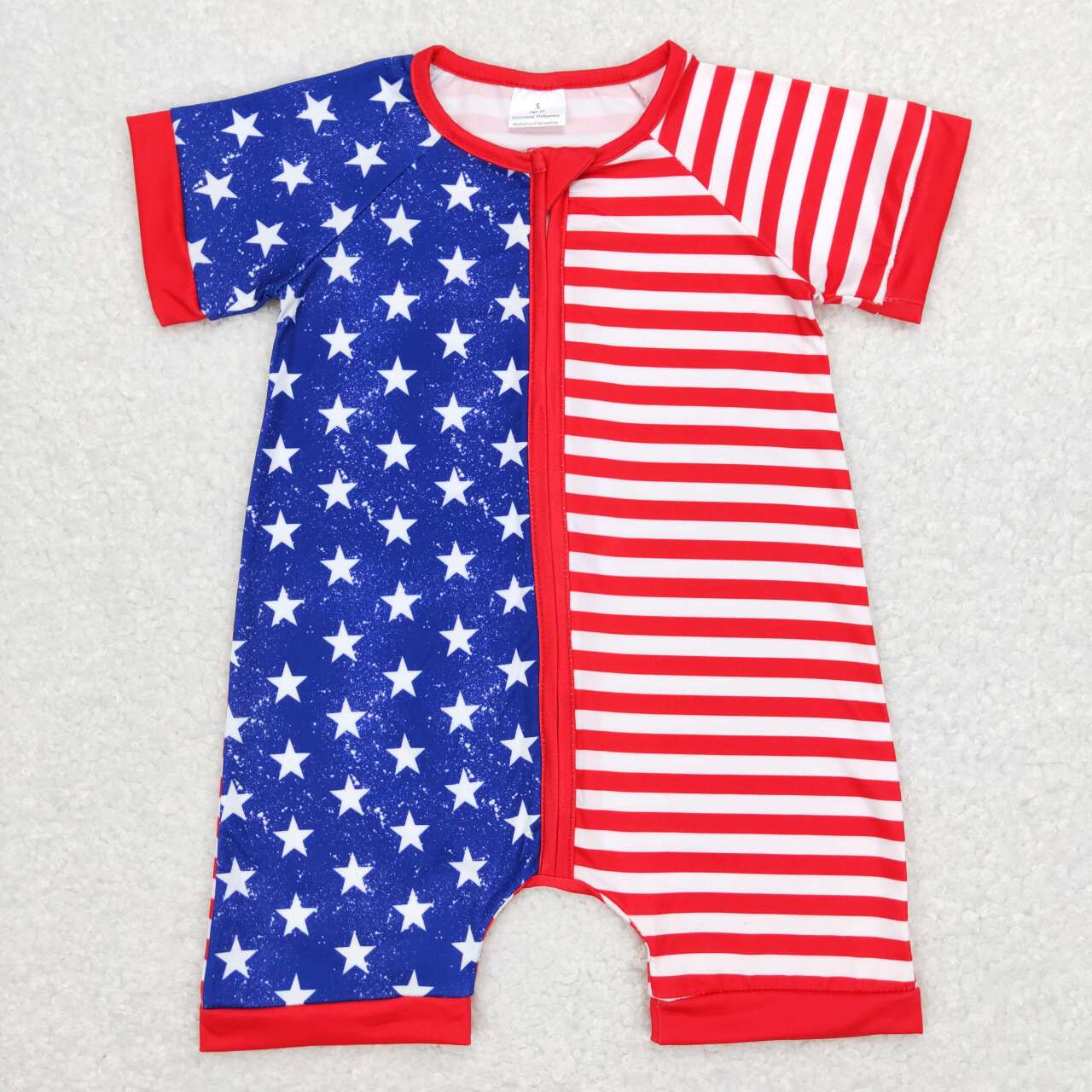 SR0673 July 4TH short sleeve boy romper RTS 202312