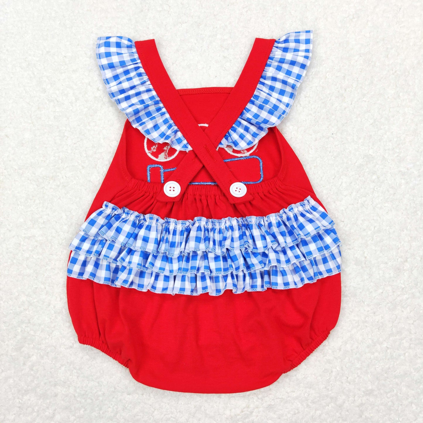 SR0686 RTS embroidery July 4th baseball girl romper 202401