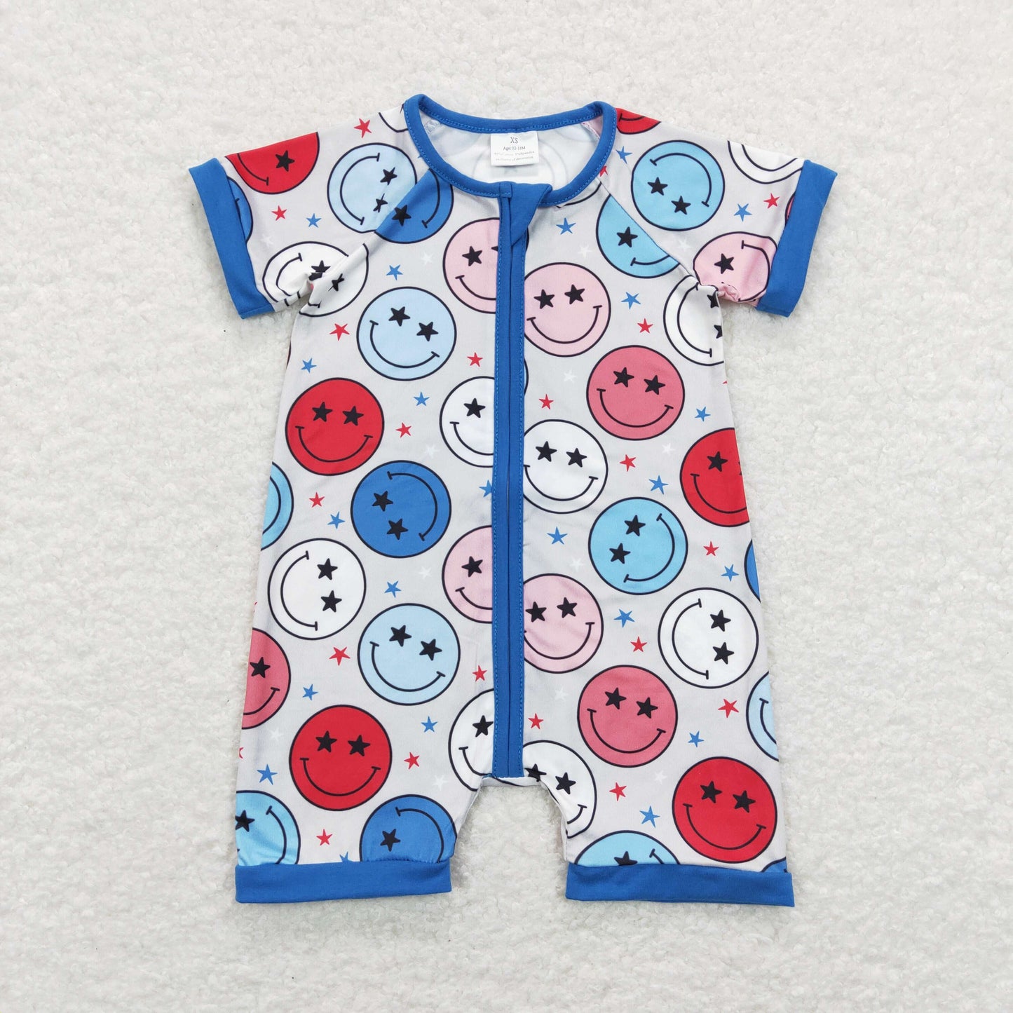 SR0692 RTS Smile star July 4th  boy romper 202312