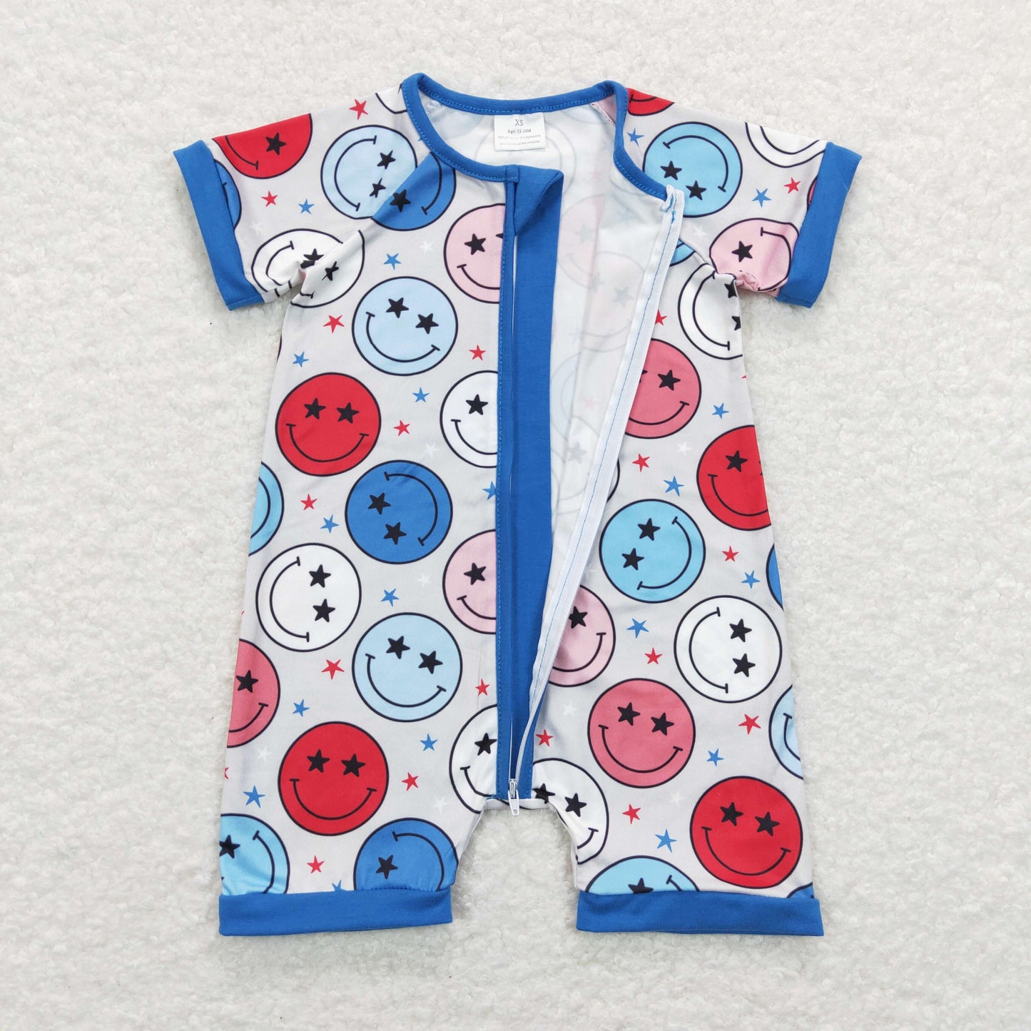 SR0692 RTS Smile star July 4th  boy romper 202312