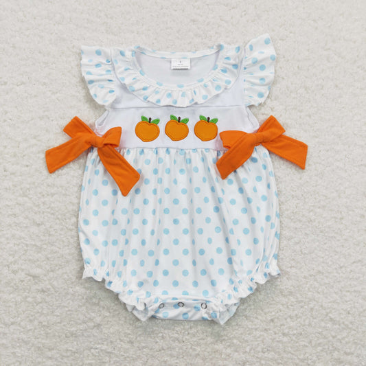 SR0737 RTS orange embroidery  girl romper 202401