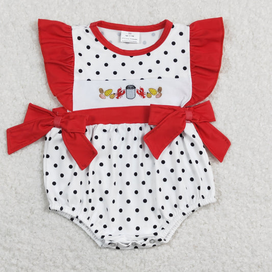 SR0742 embroidery crayfish girl romper 202401 RTS