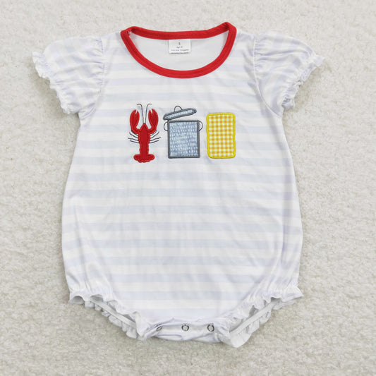 SR0743  embroidery crayfish girl romper 202401 RTS