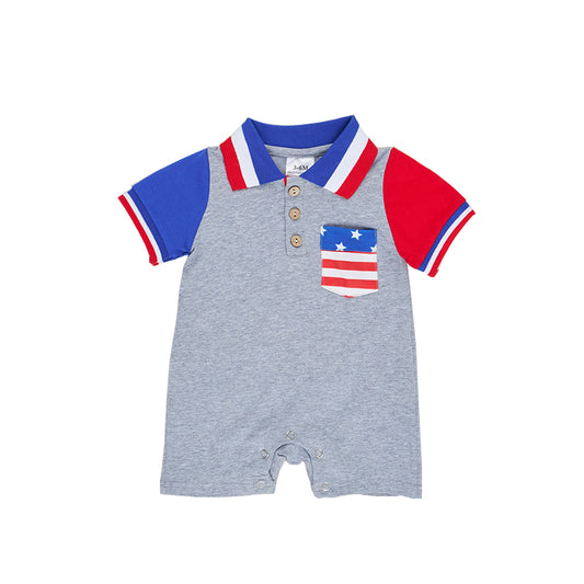 SR0764  4th July short sleeve boy romper preorder 20231130