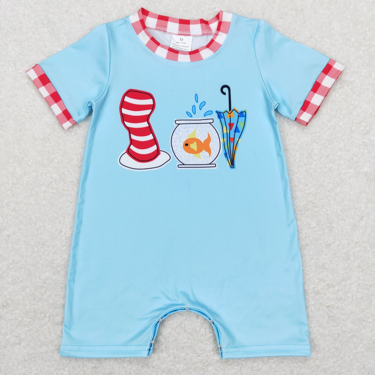 SR0767 RTS hat fish embroidered short sleeve boy romper 202312