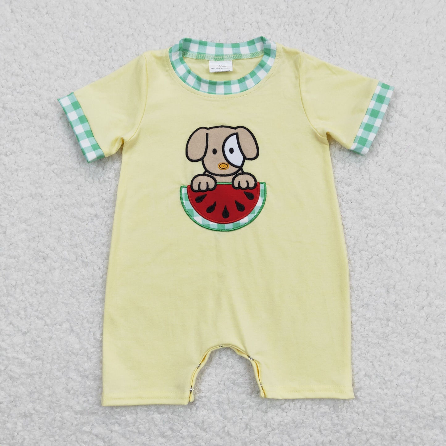 SR0788 western embroidery dog watermelon girl romper 202403 rts