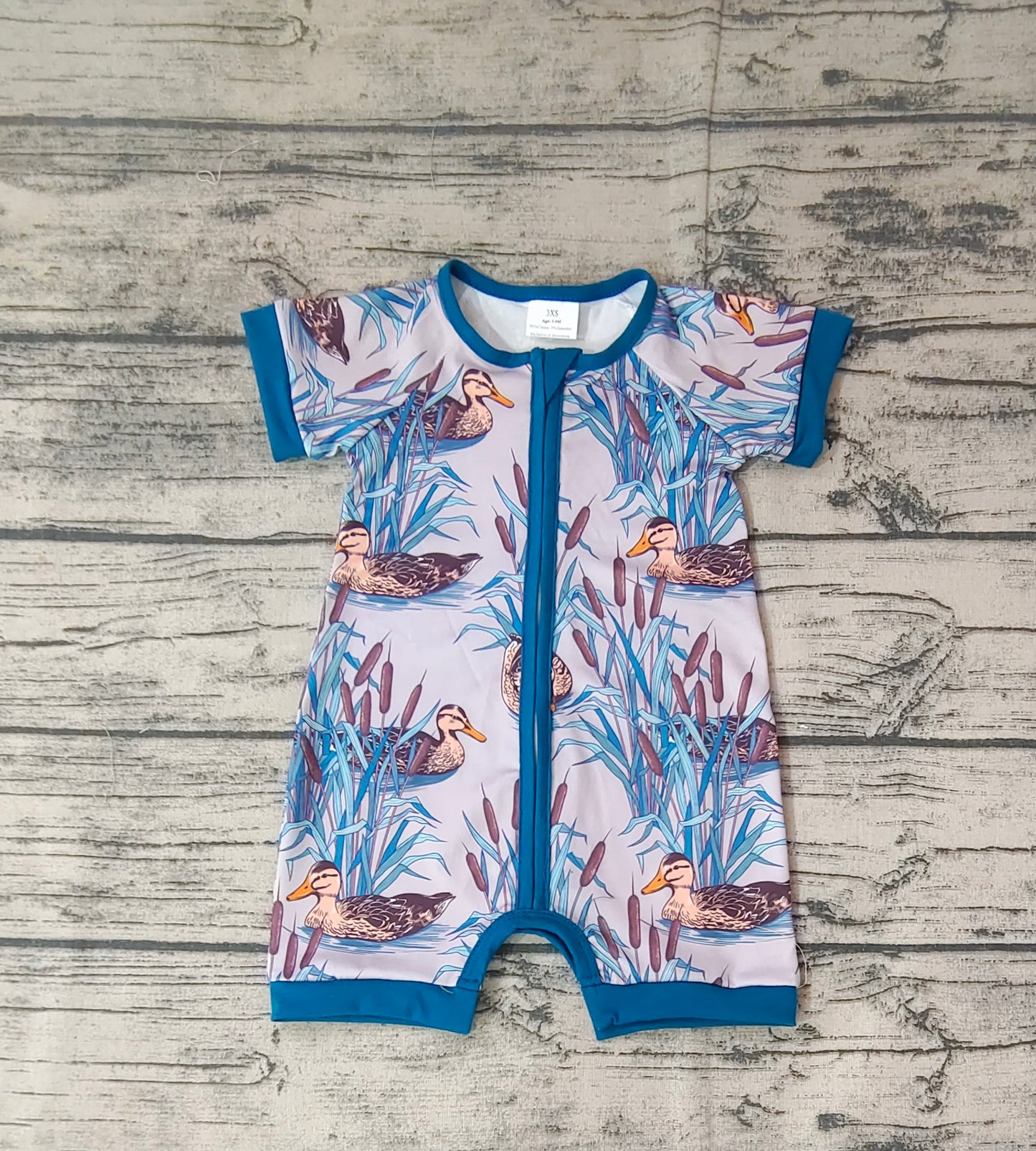 SR0802 duck boy romper RTS 202401 sibling