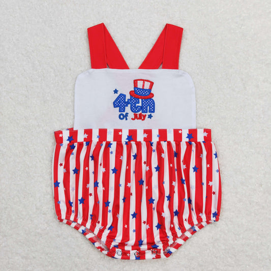 SR0810  western embroidery 4th July boy romper 202404 RTS