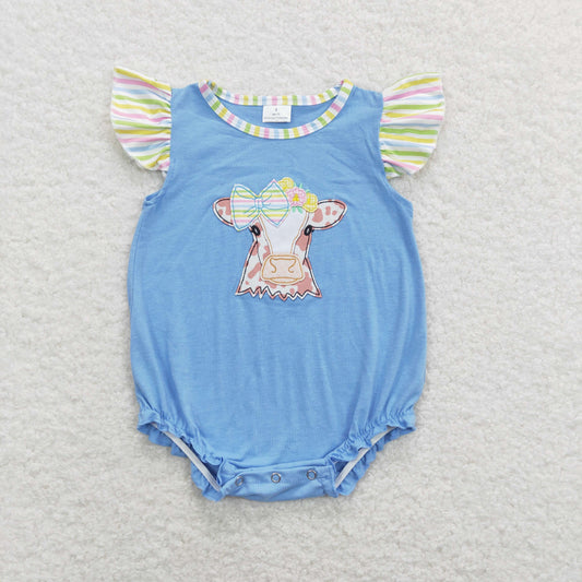 SR0825 RTS embroidery cow girl romper 202402