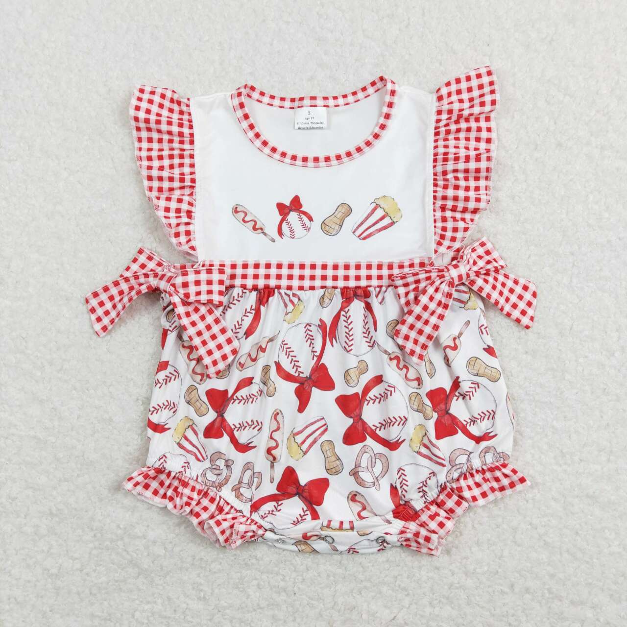 SR0848 baseball baw valentine girl romper RTS 202401