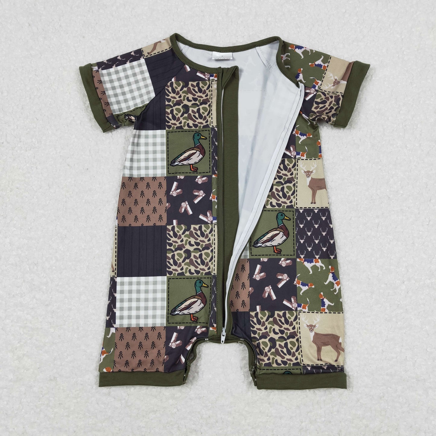 SR0902 duck deer western boy romper 202403 RTS