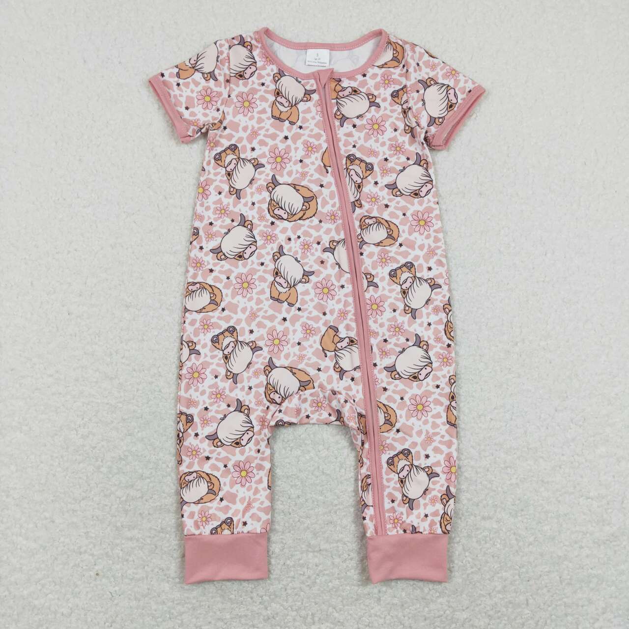 SR0924 RTS western cow flowers girl romper 202401