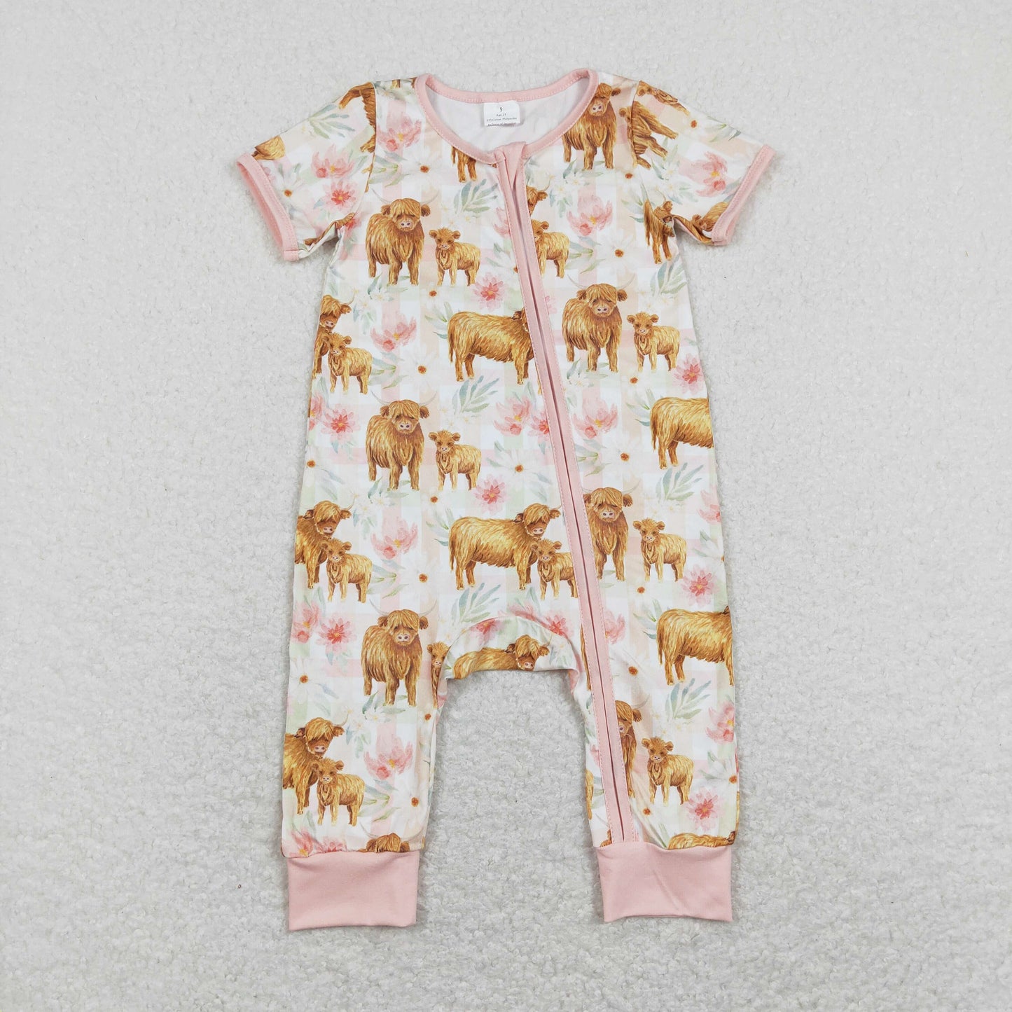 SR0940 RTS western cow flowers girl romper 202401