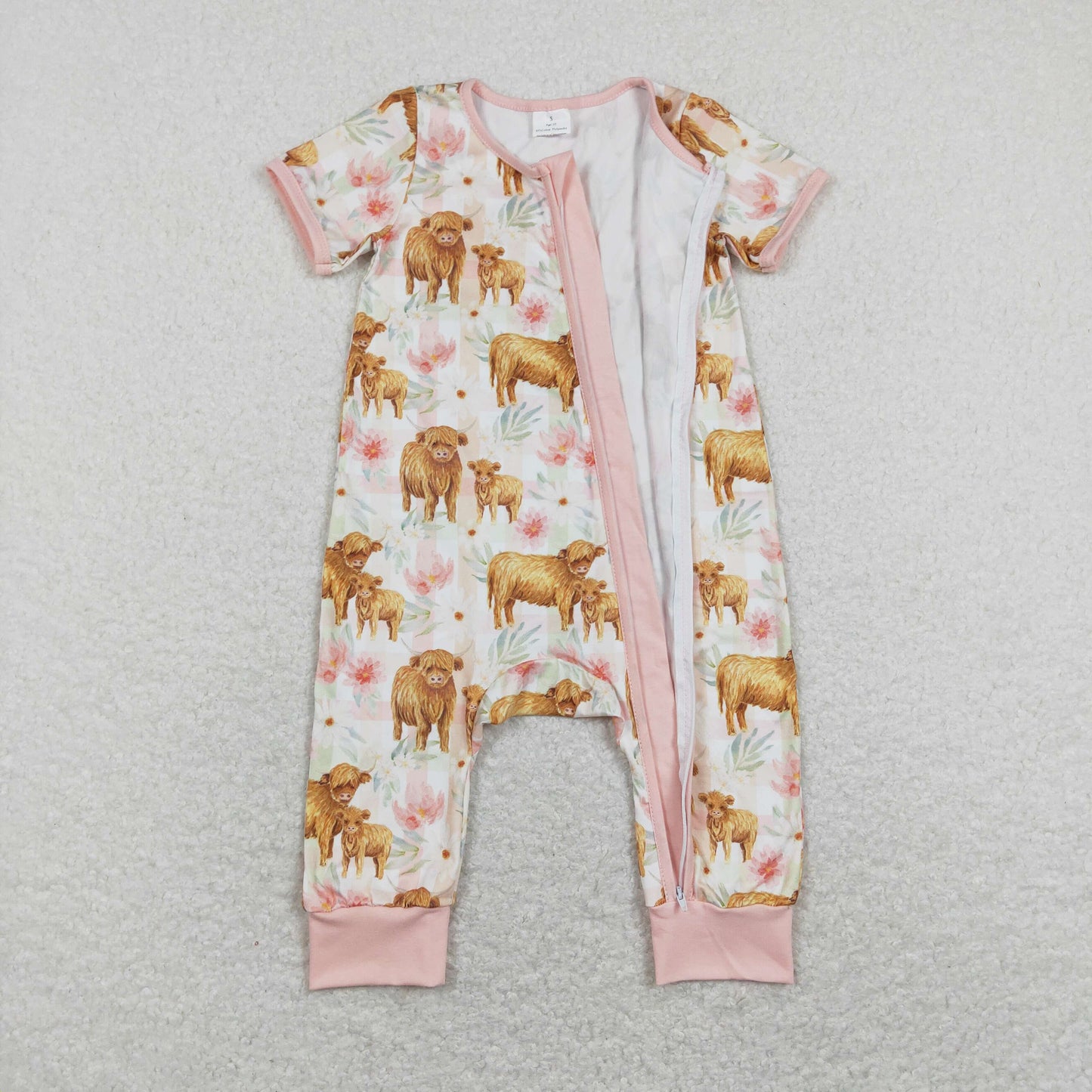 SR0940 RTS western cow flowers girl romper 202401